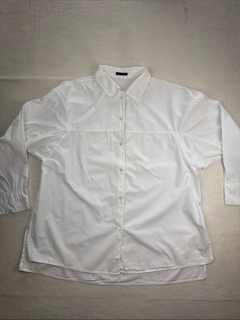 OSKA White Long Sleeve Button Down Shirt Blouse Seam Detail Size 4 Lagenlook XL